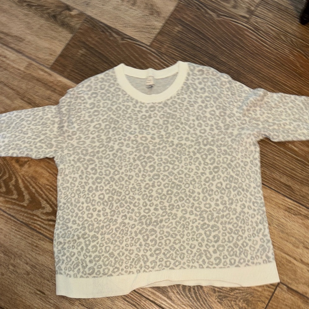 A New Day Kids Leopard Print Sweater - Cream and Gray